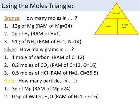 You can use the mole concept to calculate how many particles make up the mass of a sample of material. In order to perform the calculation, you need to know the ...